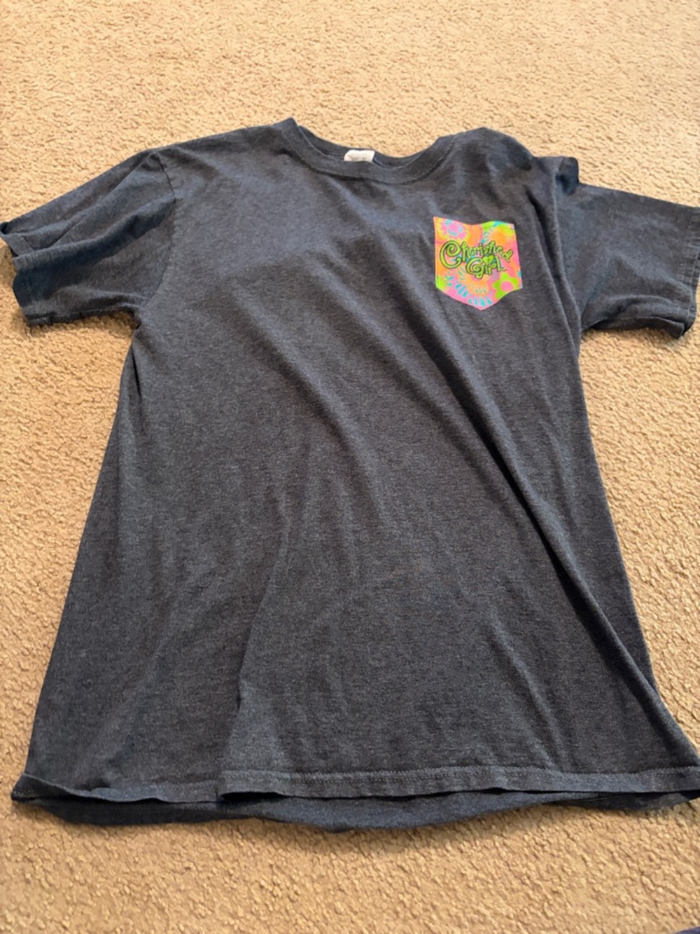 Women’s Short Sleeve Navy Tee with Colorful Pocket Graphic